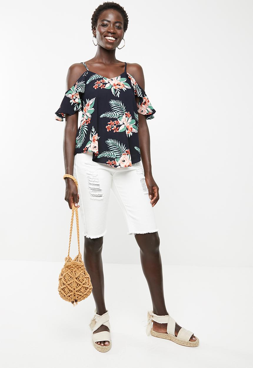 Revenge - Cold shoulder top - navy