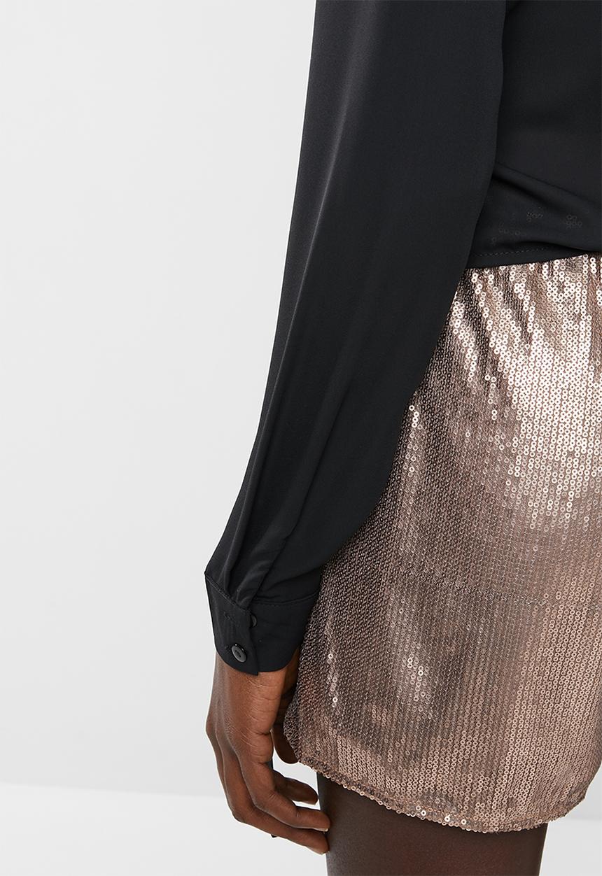 Missguided - Wrap over tie side blouse - black