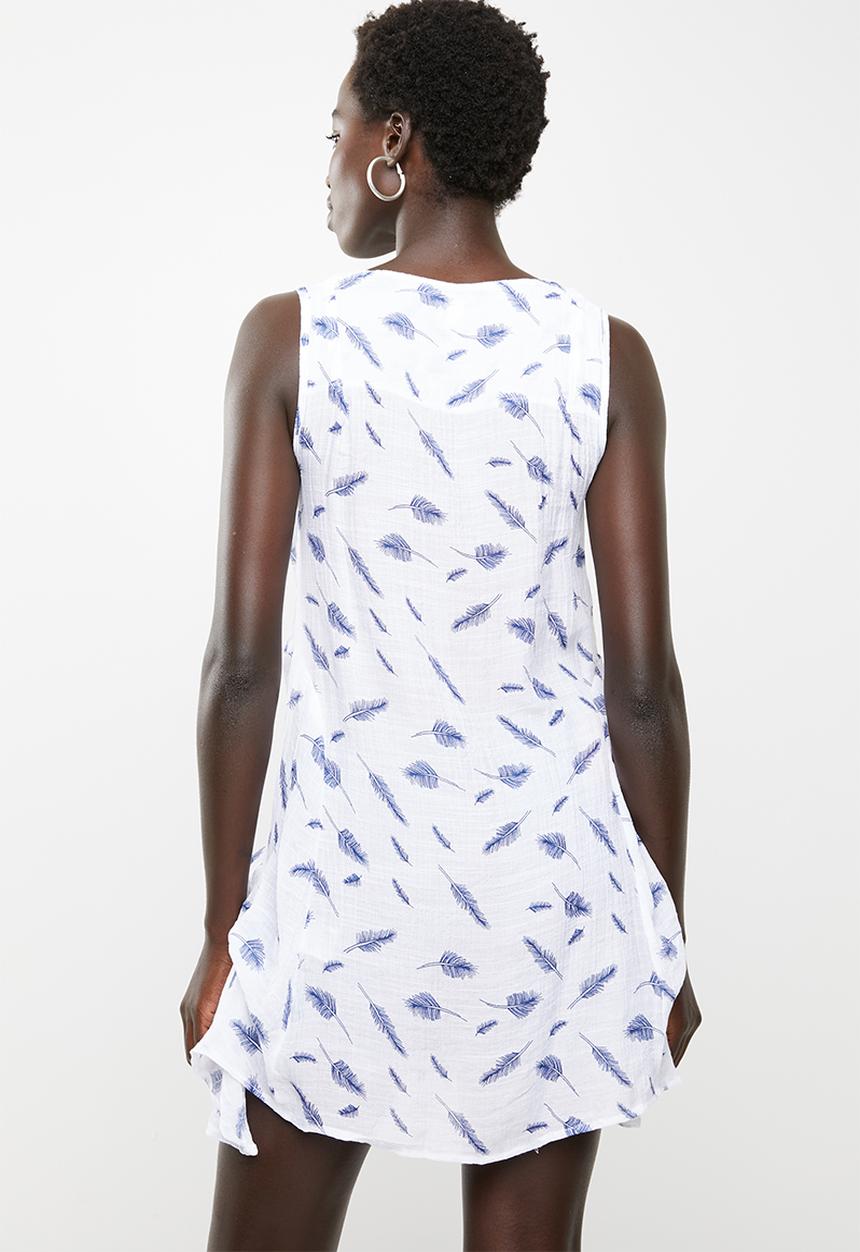 Revenge - Feather print tunic - white