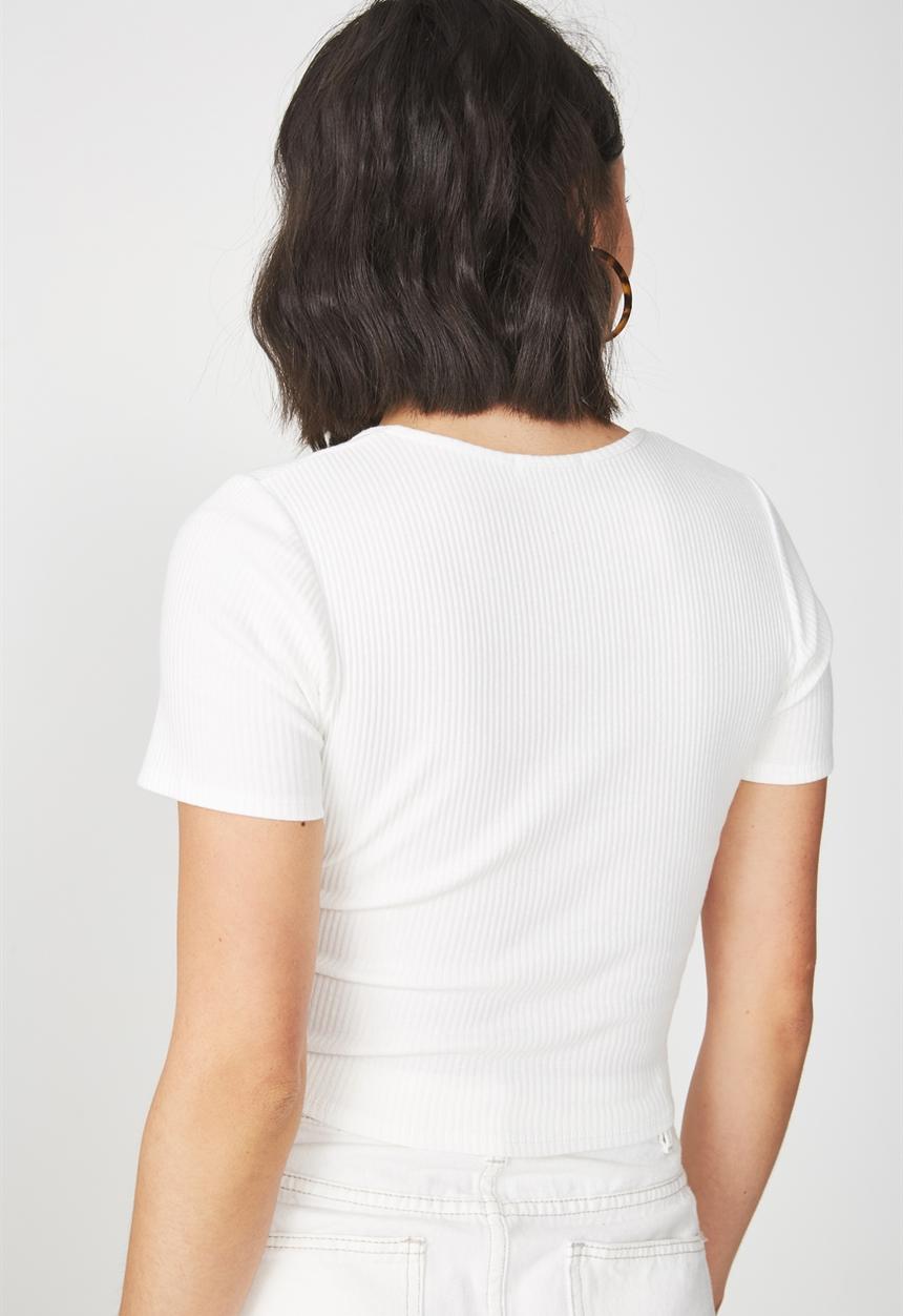 Cotton On - Skyla henley short sleeve top - white 