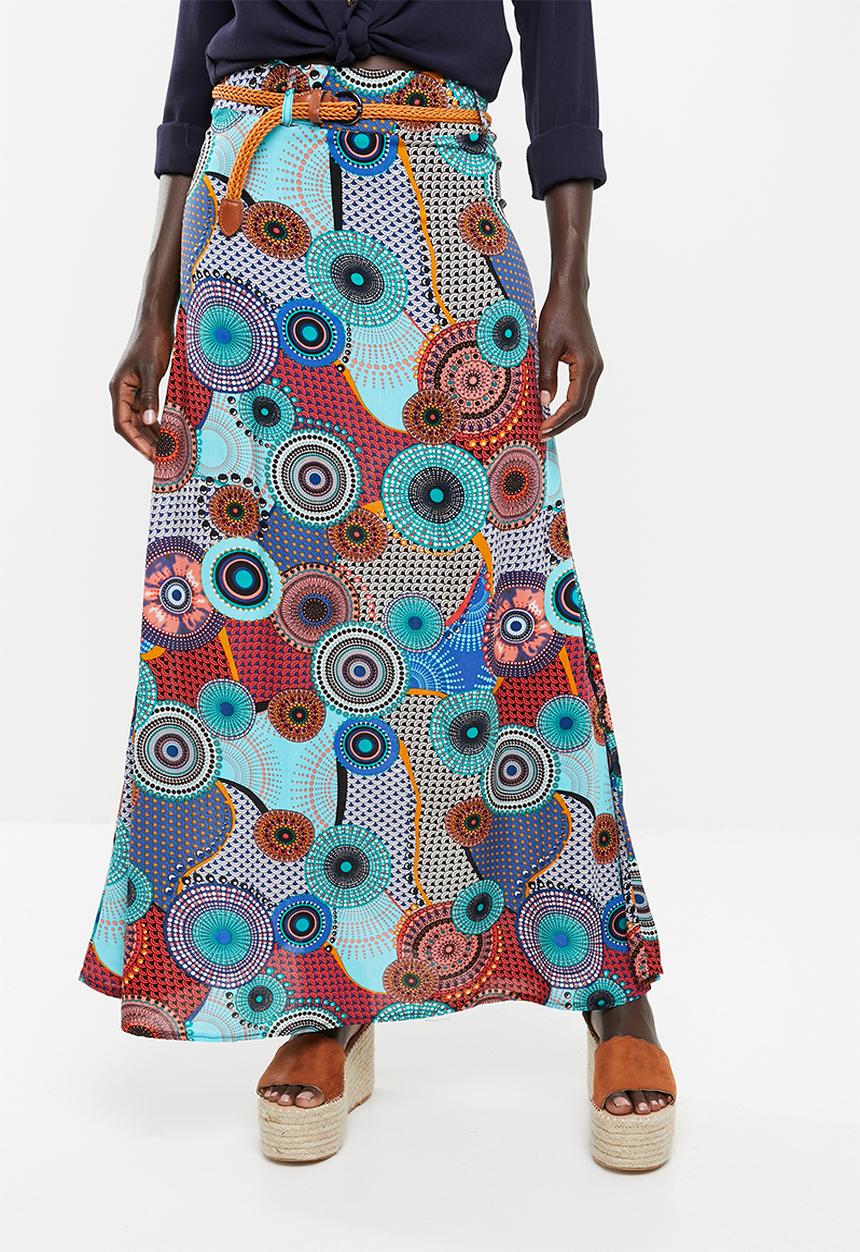 Revenge - Kaleidoscope printed maxi skirt - green