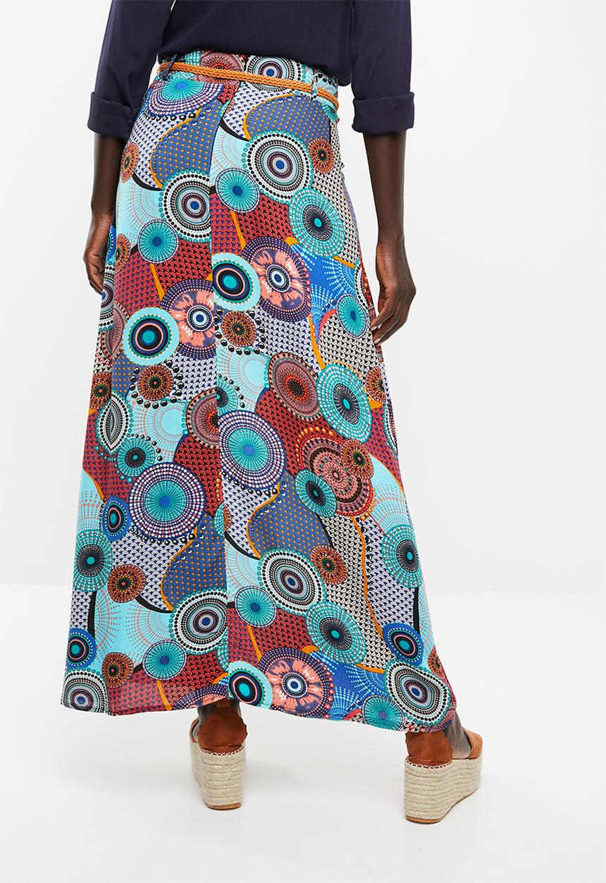 Revenge - Kaleidoscope printed maxi skirt - green