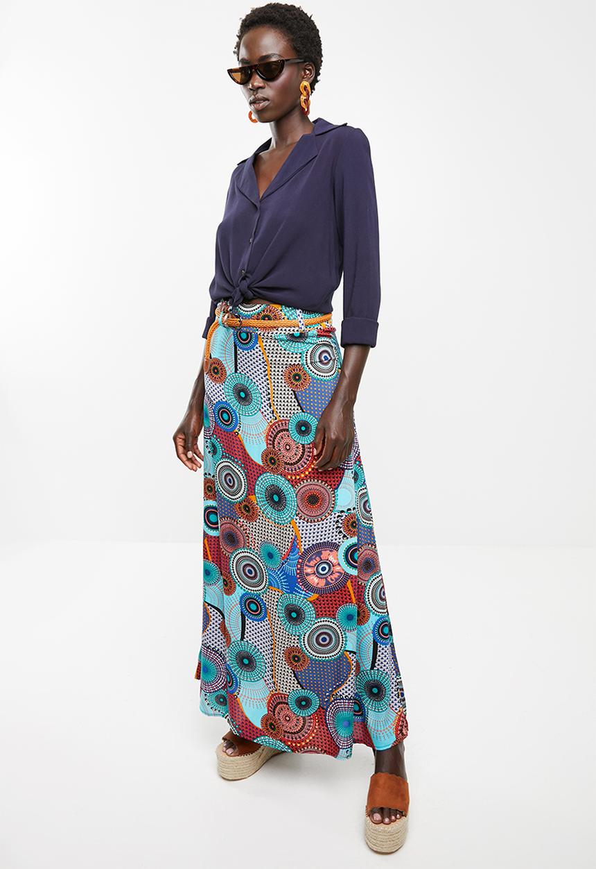 Revenge - Kaleidoscope printed maxi skirt - green
