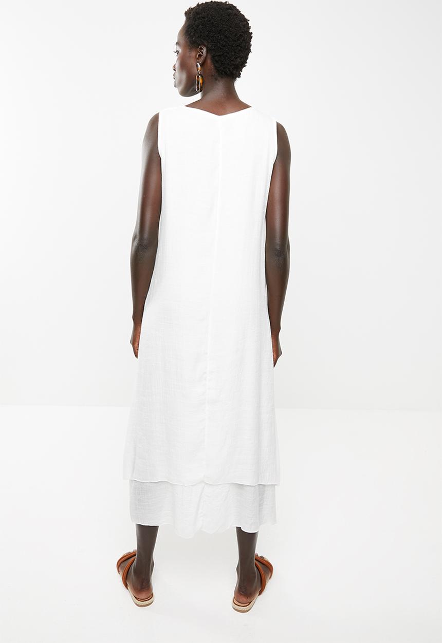 Revenge - Watercolour flower double layer dress - white