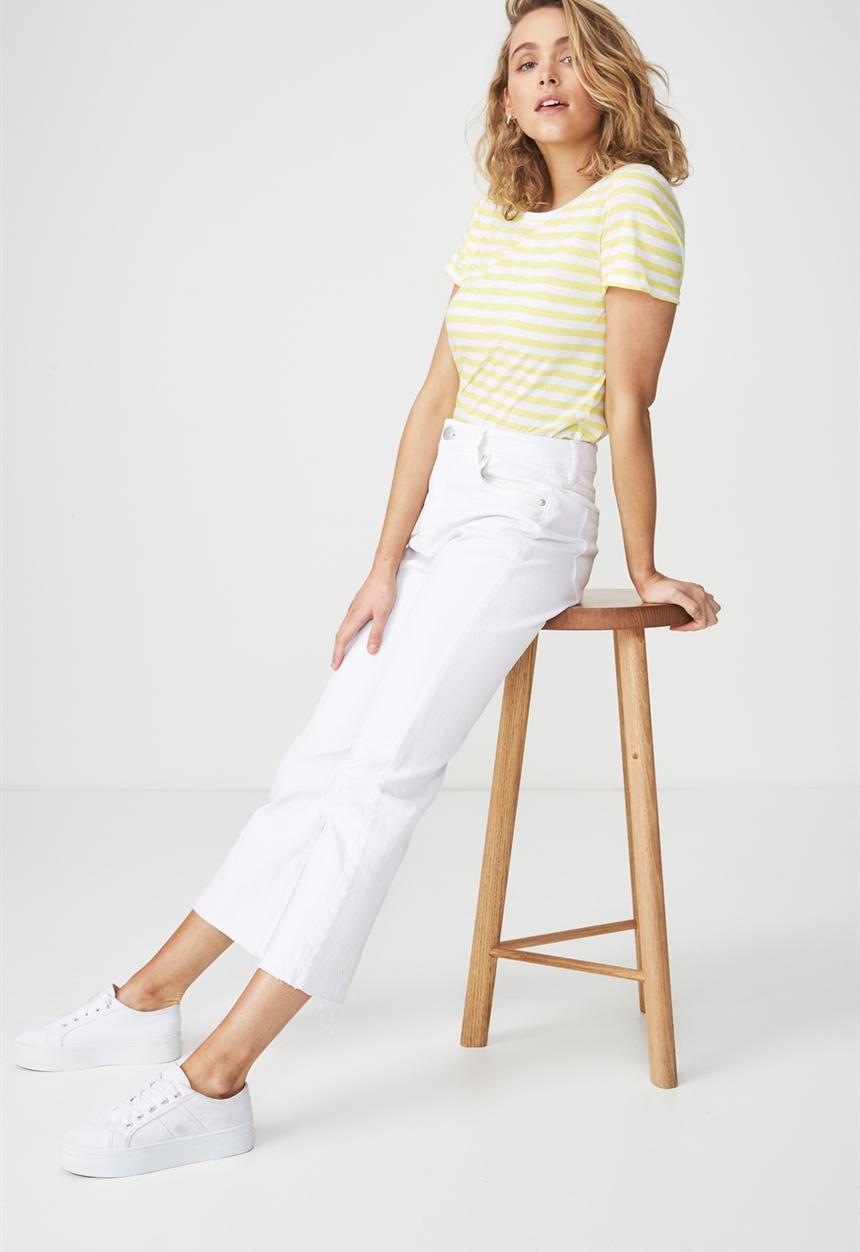 Cotton On - The crew T-shirt -  white and yellow 