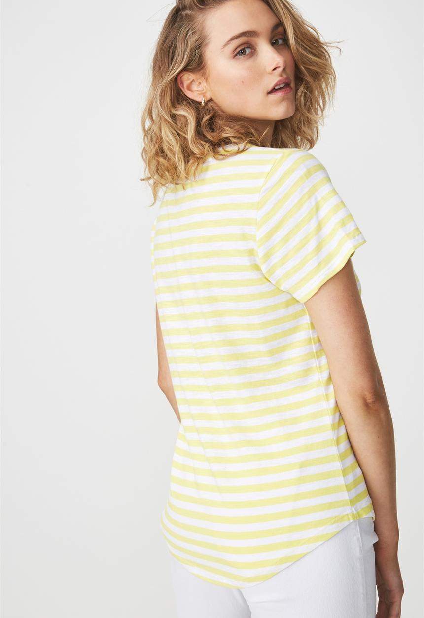 Cotton On - The crew T-shirt -  white and yellow 