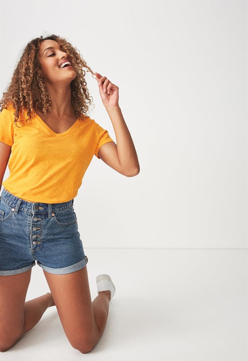 Cotton On - The deep v top -  orange 