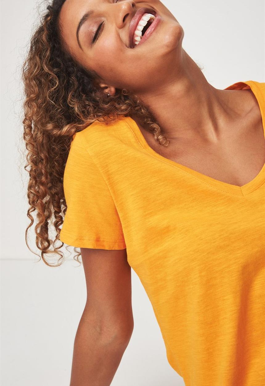 Cotton On - The deep v top -  orange 