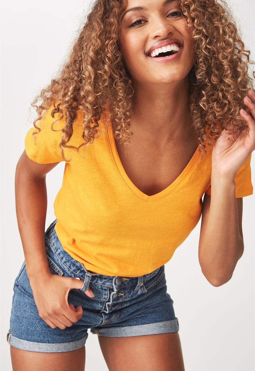 Cotton On - The deep v top -  orange 