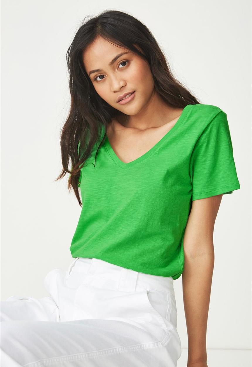 Cotton On - The deep v top -  green