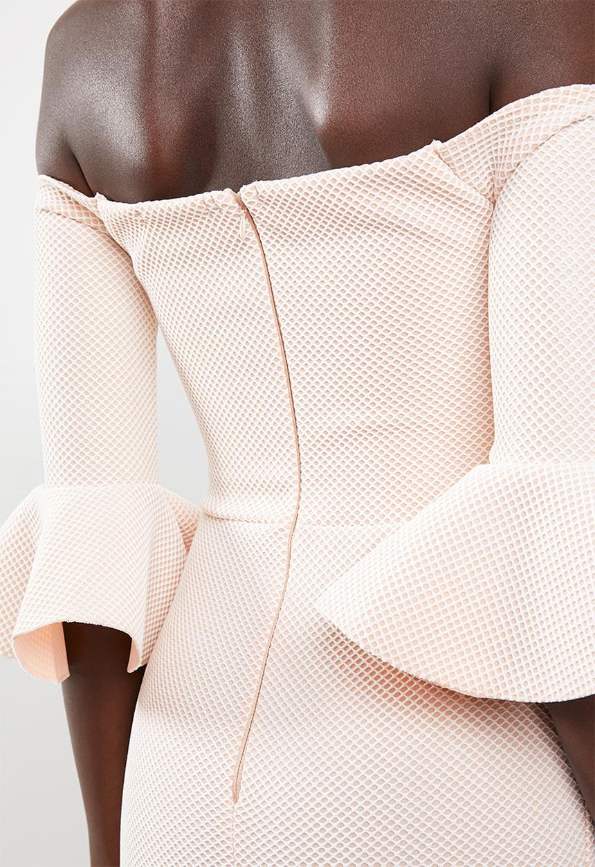 Missguided - Bardot fishnet frill bodycon - pink