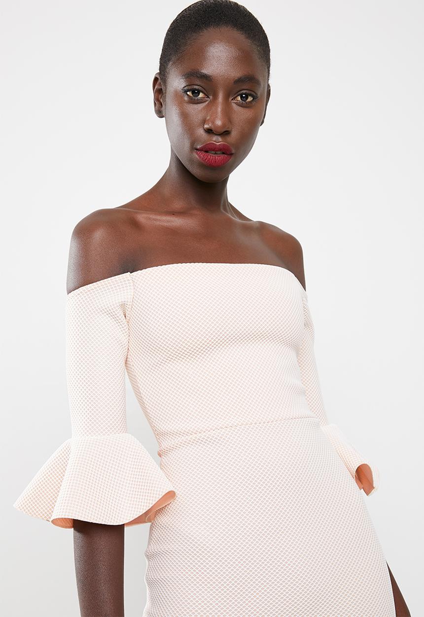 Missguided - Bardot fishnet frill bodycon - pink