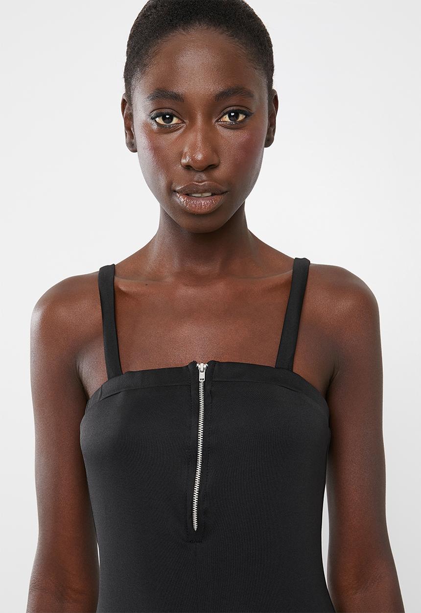 Superbalist - Zip front boobtube bodycon dress - black