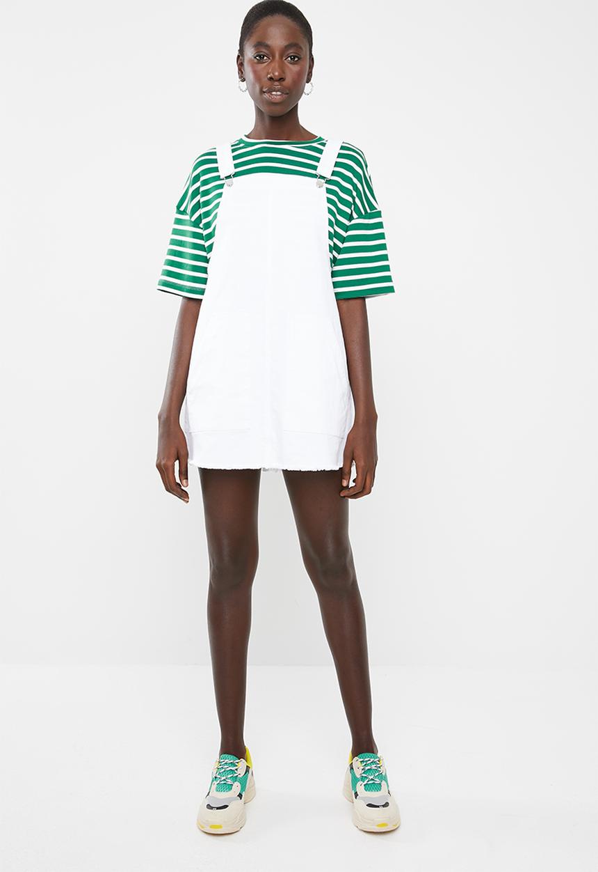 Superbalist - Denim dungaree dress - white