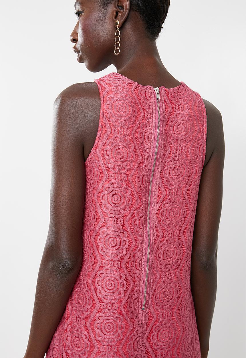 Superbalist - High neck lace dress - pink 