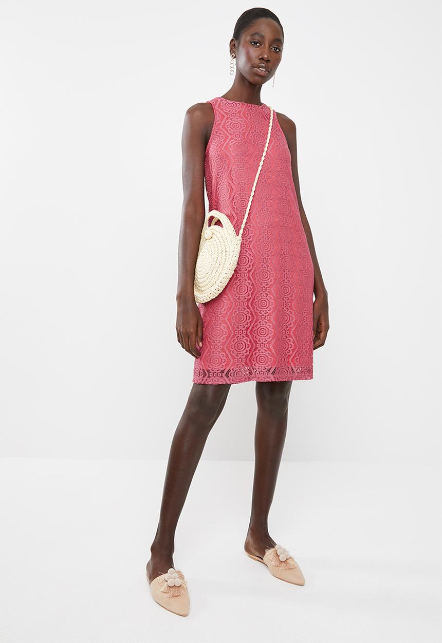 Superbalist - High neck lace dress - pink 