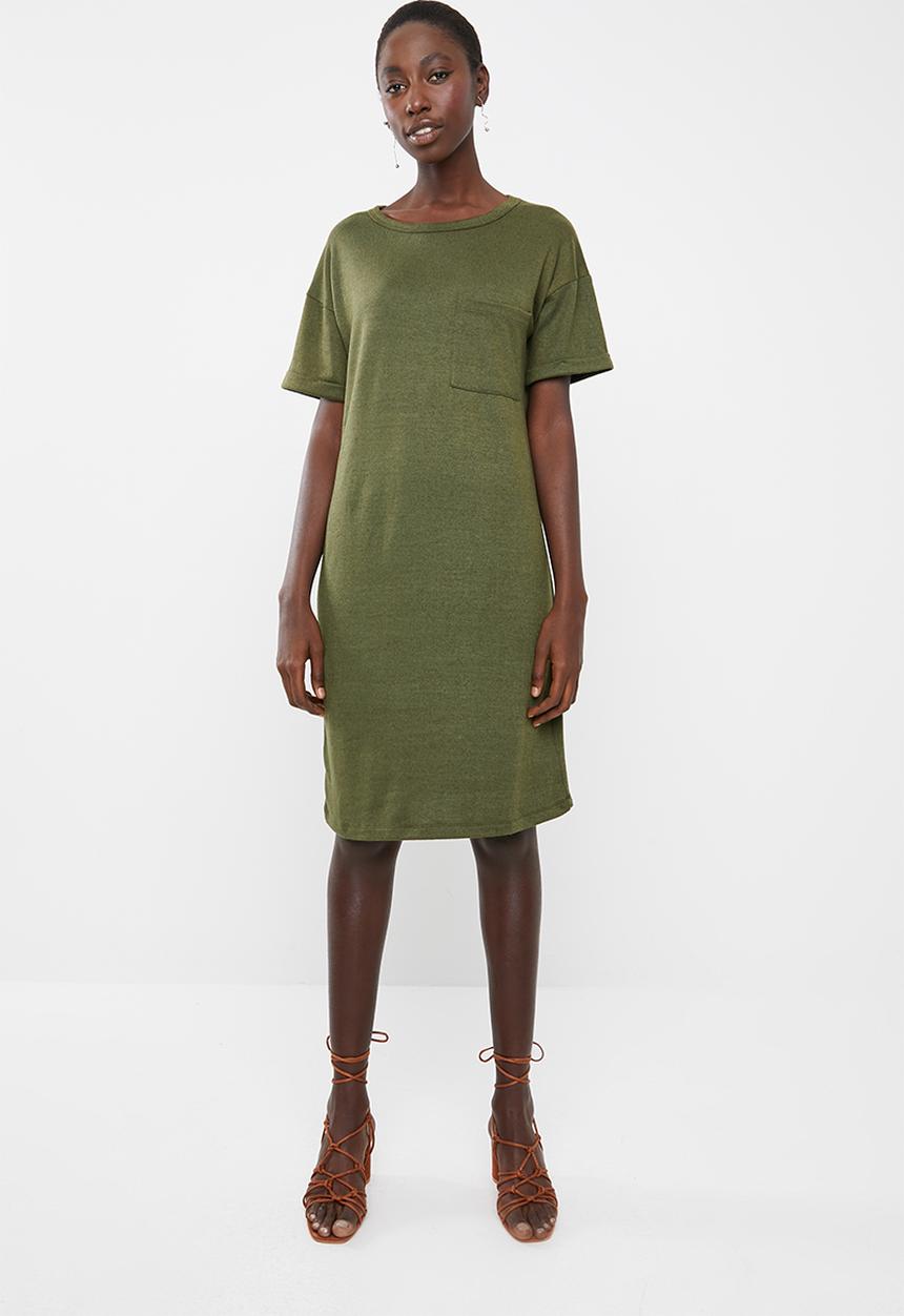 Superbalist - Kangaroo pocket t-shirt dress - khaki