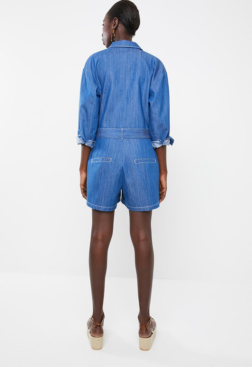 Superbalist - Denim zip thru jumpsuit - blue 