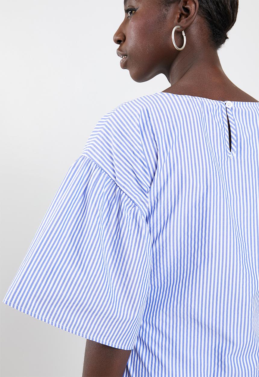 Superbalist - Poplin blouse with bow - blue & white