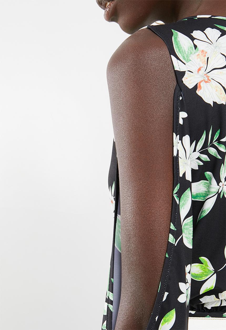 Superbalist - Flower cold shoulder twofer bodysuit - black