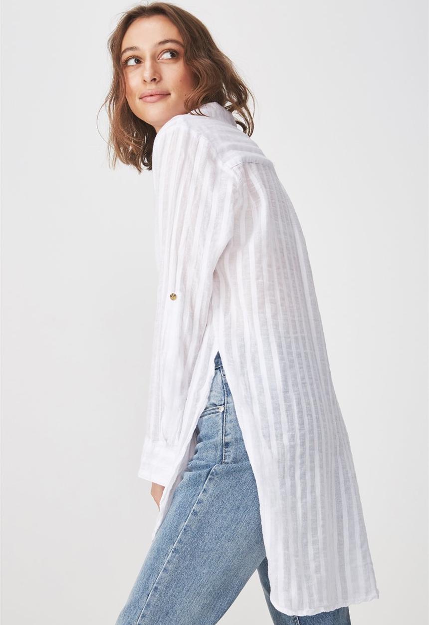 Cotton On - Longline fashion shirt - white 