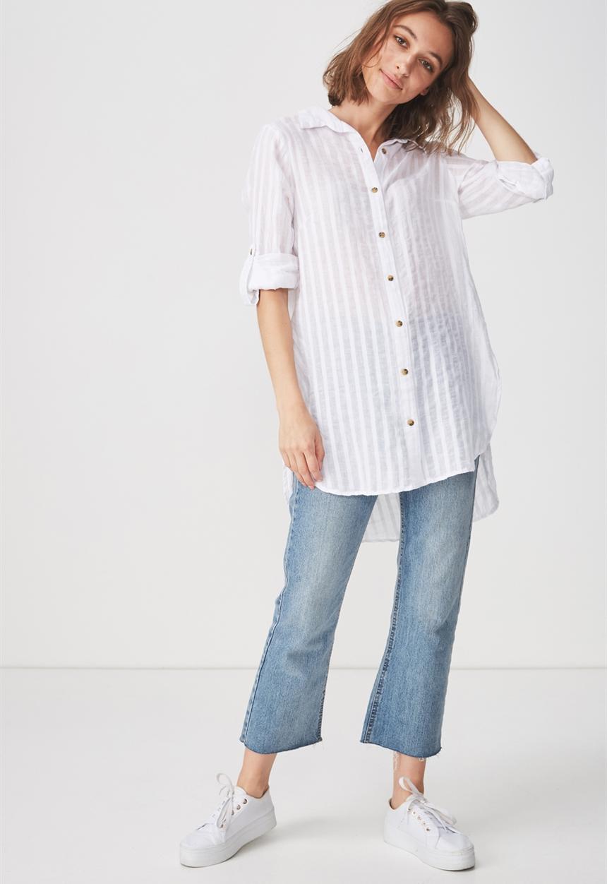 Cotton On - Longline fashion shirt - white 
