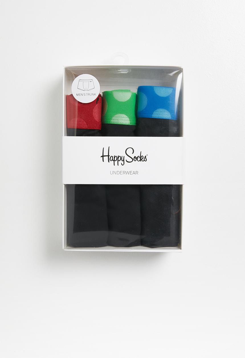 Happy Socks - Contrast trunk 3 pack - black