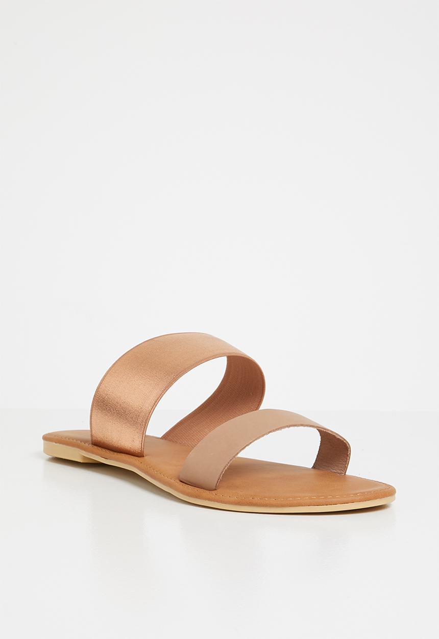 edit - Double band sandals - beige & rose gold 
