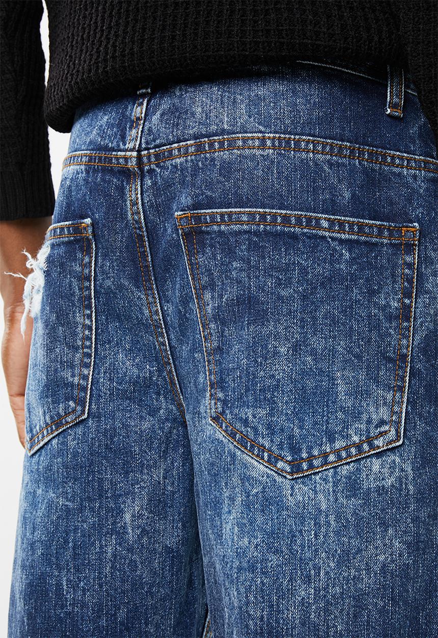 Superbalist - Regular tapered cropped ripped jeans - blue