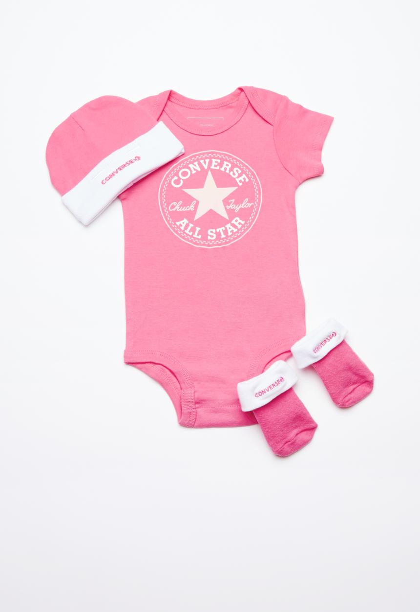 Converse - Star chevron infant set - pink & white 