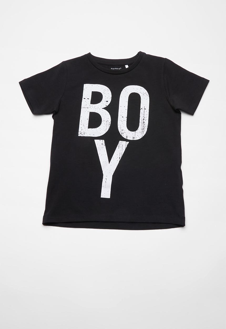 Name It - Boy print short sleeve top - black