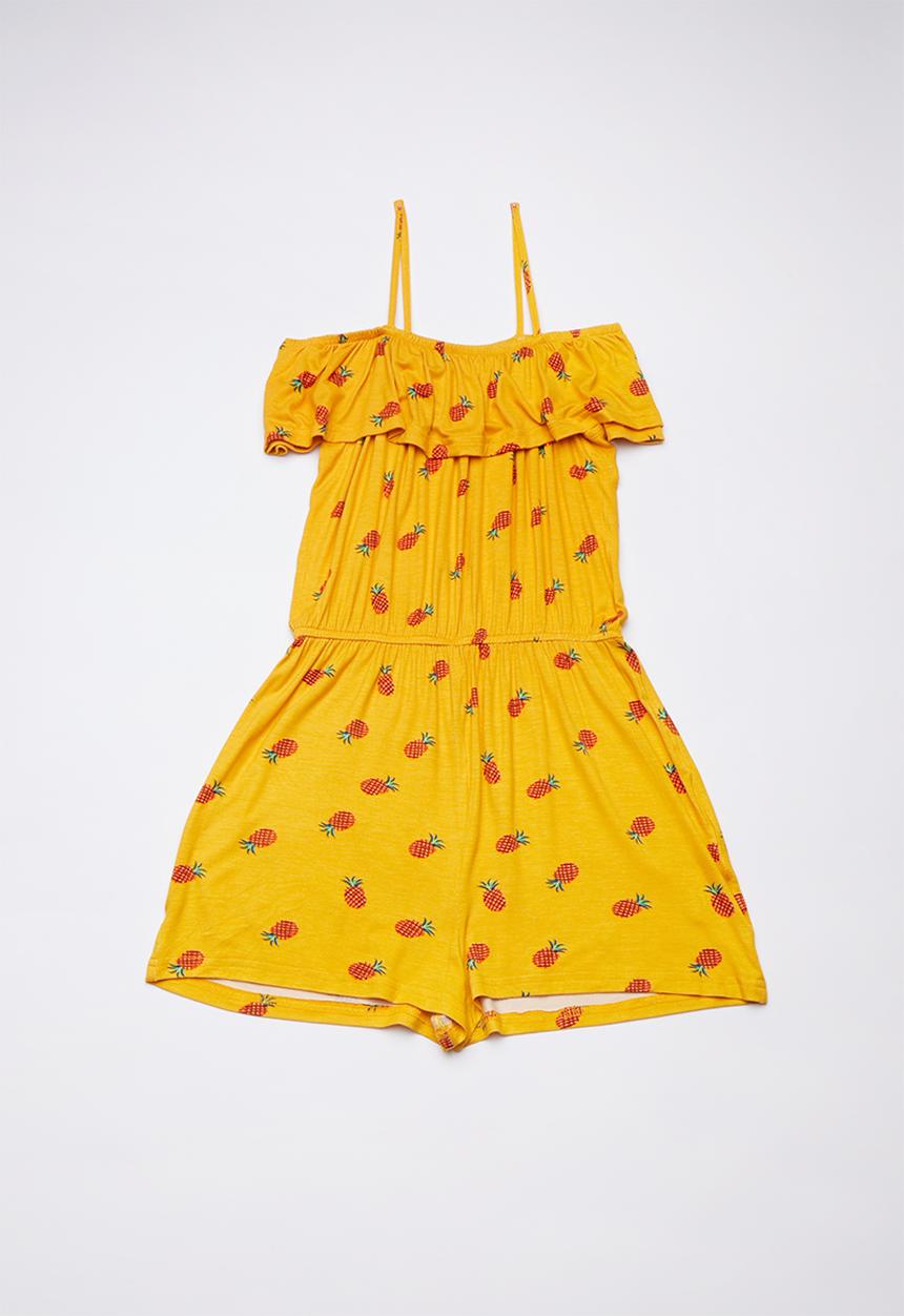 Rebel Republic - Ruffle trim playsuit - yellow