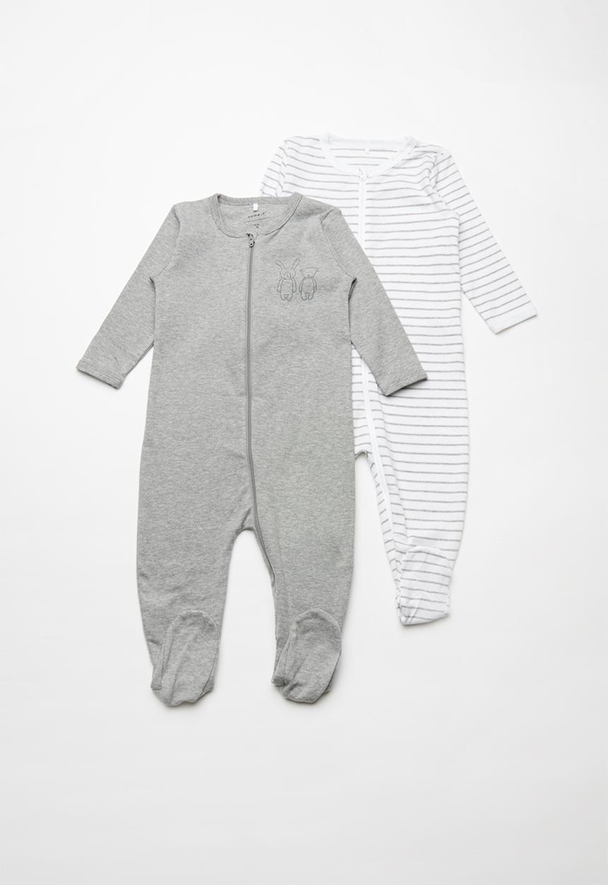 Name It - Night sleepsuit 2pack - grey melange