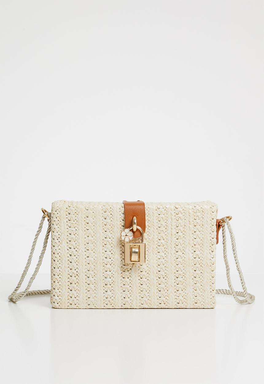Superbalist - Straw square clutch bag - cream