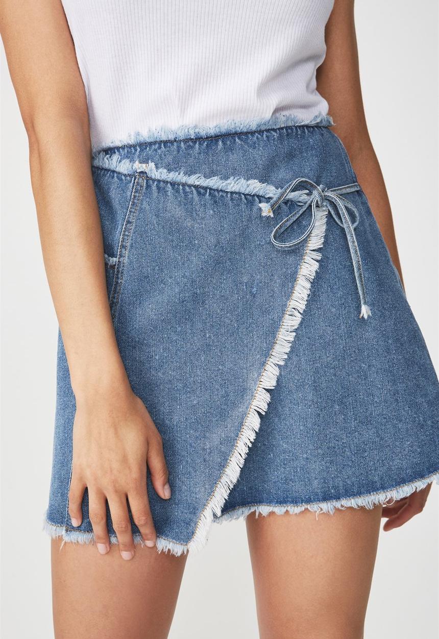 Cotton On - Wrap denim skirt - blue