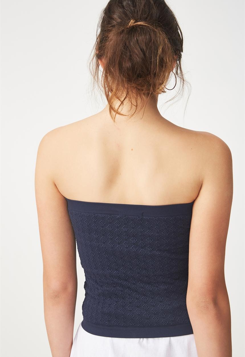 Cotton On - Siobhan seam free jacquard tube top - navy