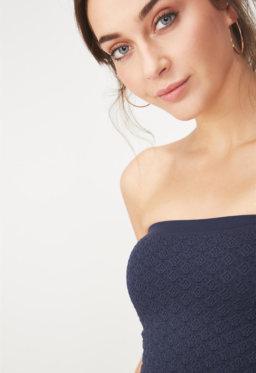 Cotton On - Siobhan seam free jacquard tube top - navy