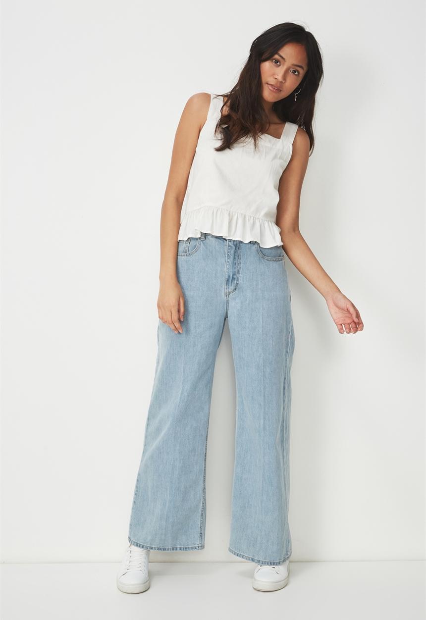Cotton On - Sally peplum top - white 
