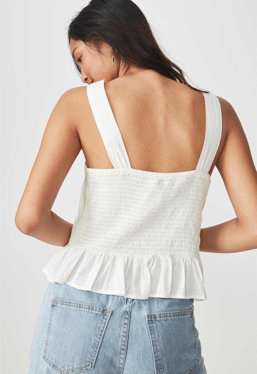 Cotton On - Sally peplum top - white 