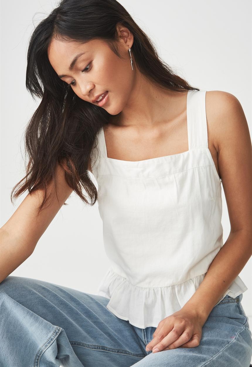 Cotton On - Sally peplum top - white 