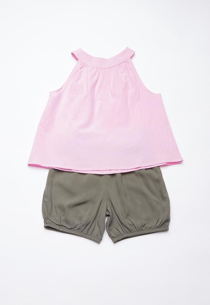 Superbalist - Smock top with bloomer shorts - pink and khaki 