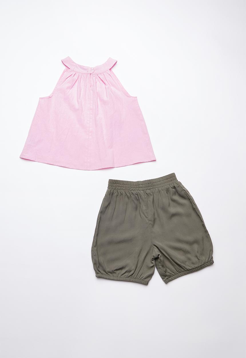 Superbalist - Smock top with bloomer shorts - pink and khaki 