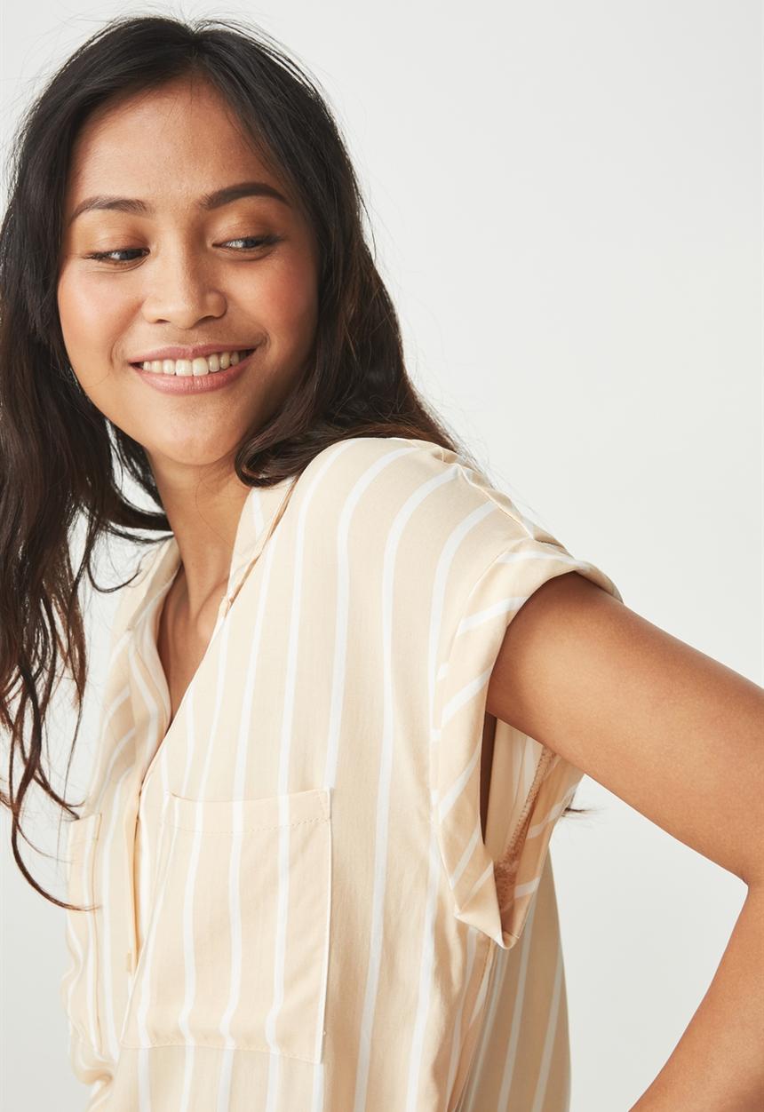 Cotton On - Emily short sleeve shirt - beige