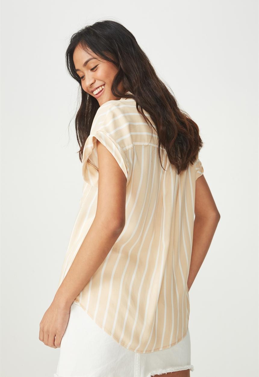 Cotton On - Emily short sleeve shirt - beige