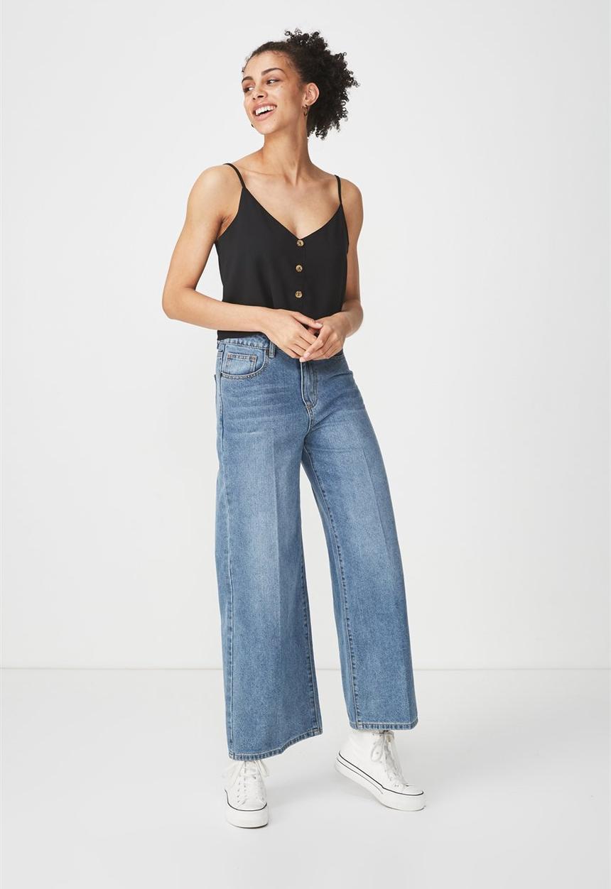 Cotton On - Grace button cami - black