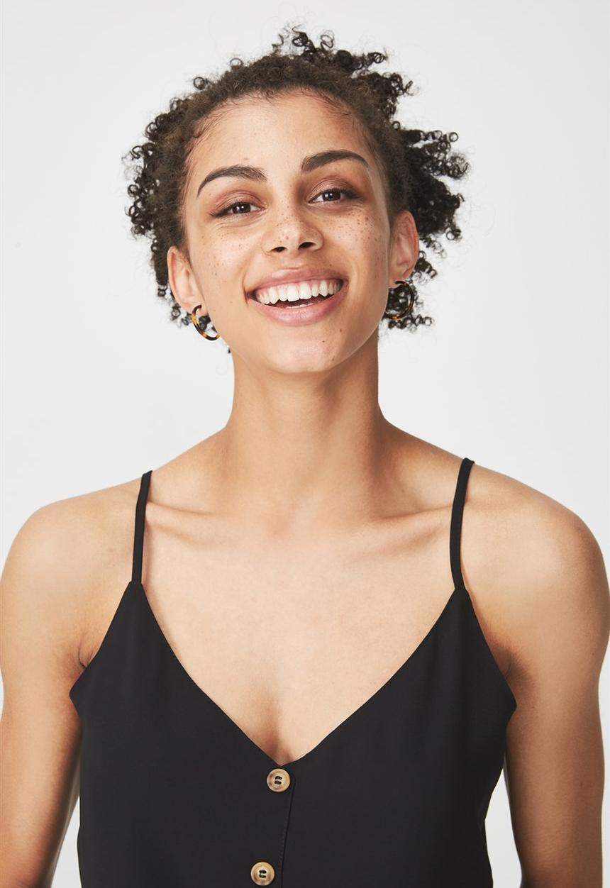 Cotton On - Grace button cami - black