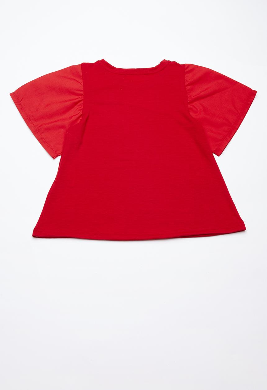 Superbalist - Woven knit ruffle tee - red