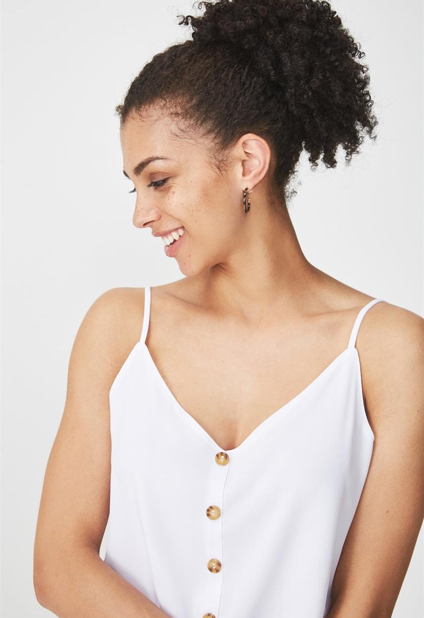 Cotton On - Grace button cami - white
