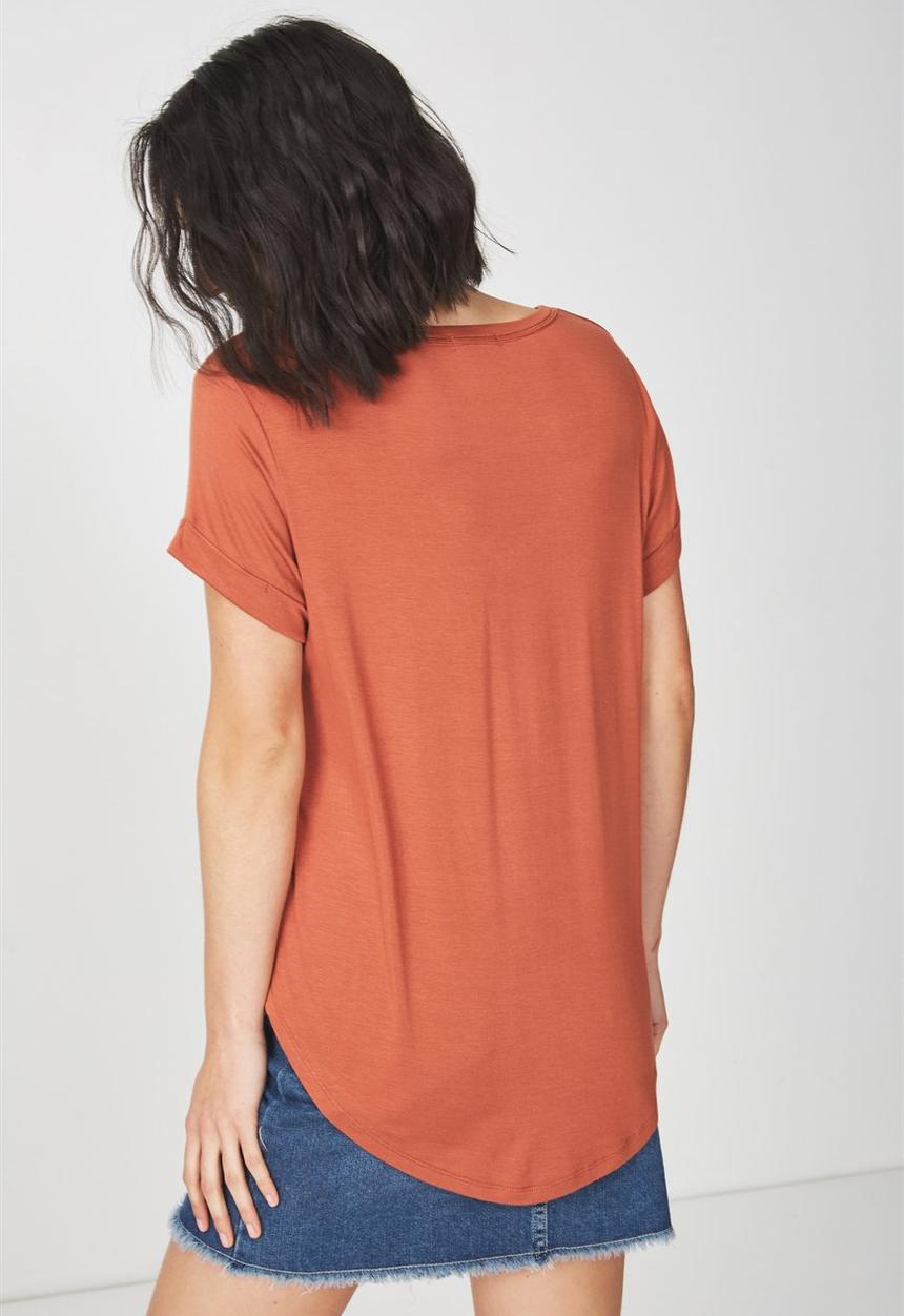 Cotton On - Karly short sleeve v-neck top - orange 