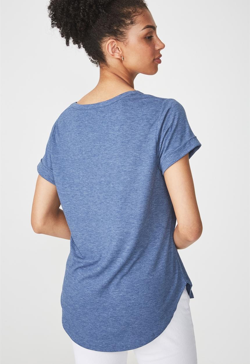 Cotton On - Karly short sleeve v-neck top - blue
